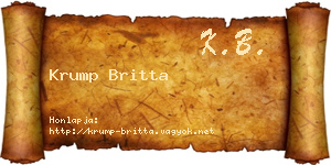 Krump Britta névjegykártya